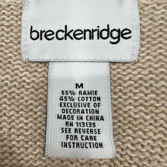 Breckenridge Cardigan Sweater Womens Medium Tan Button Embroidered Birds Beaded - Picture 6 of 11